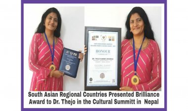 South Asian Regional Countries Given Brilliance Award to Dr. Thejo Kumari Amudala for Social Service